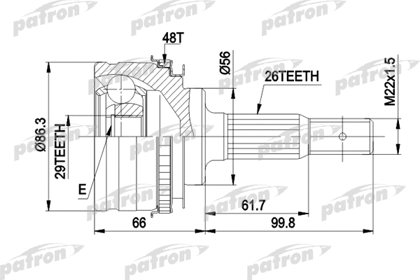 Jeu de joints, arbre de transmission PATRON PCV9012