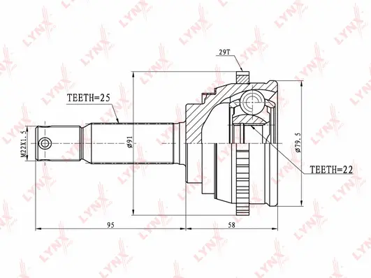 Jeu de joints, arbre de transmission LYNXAUTO CO-3604A