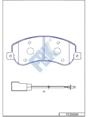Kit de plaquettes de frein, frein à disque FBK FD3888M