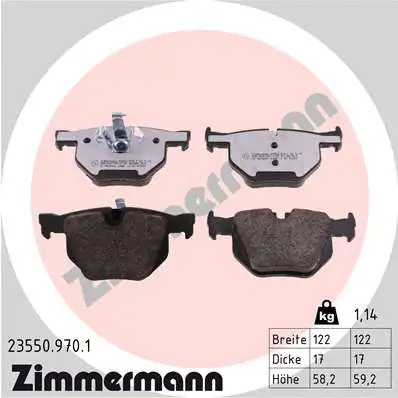 Kit de plaquettes de frein, frein à disque ZIMMERMANN 23550.970.1