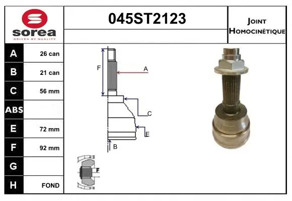 Jeu de joints, arbre de transmission STARTCAR 045ST2123
