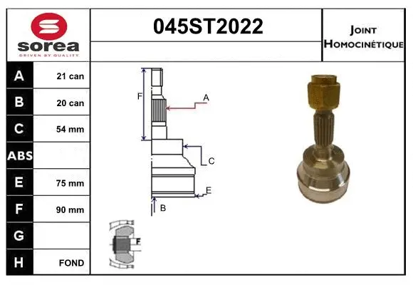 Jeu de joints, arbre de transmission STARTCAR 045ST2022