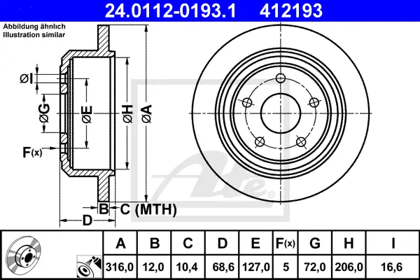 Disque de frein ATE-APAC 24.0112-0193.1