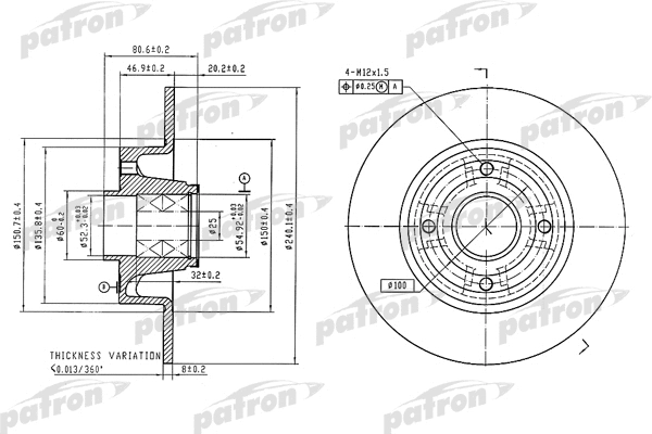 Disque de frein PATRON PBD7015