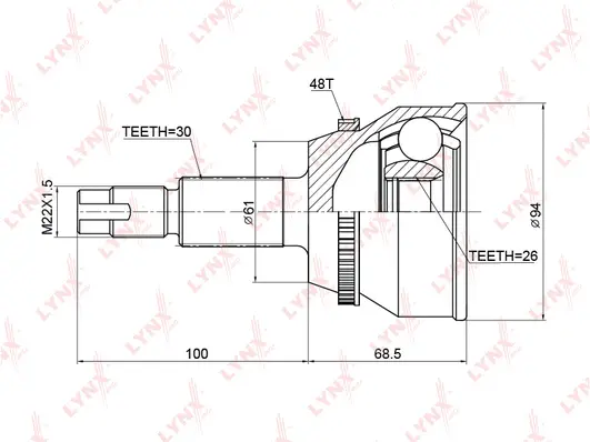 Jeu de joints, arbre de transmission LYNXAUTO CO-3759A