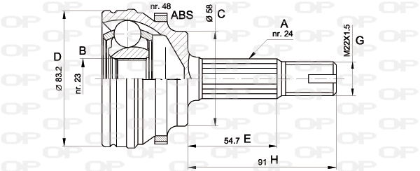 Jeu de joints, arbre de transmission OPEN PARTS CVJ5508.10