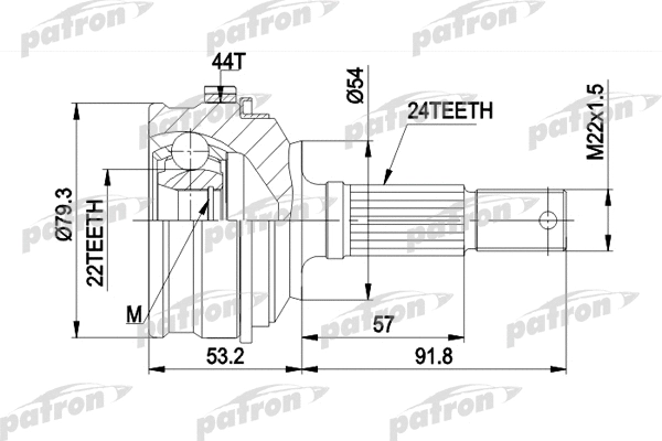 Jeu de joints, arbre de transmission PATRON PCV1159