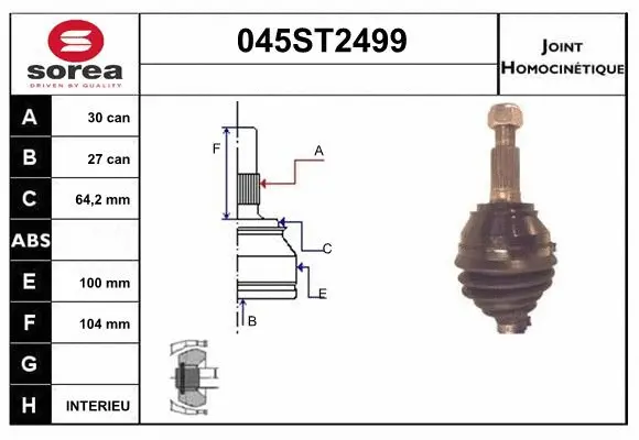 Jeu de joints, arbre de transmission STARTCAR 045ST2499