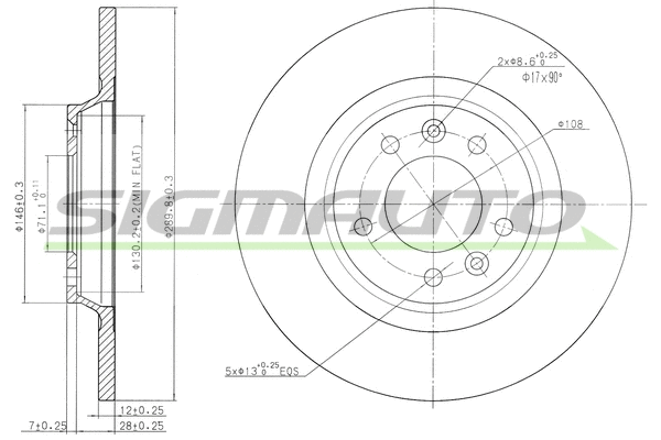 Disque de frein SIGMAUTO DBB275S