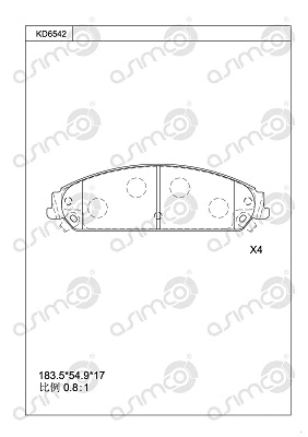 Kit de plaquettes de frein, frein à disque ASIMCO KD6542