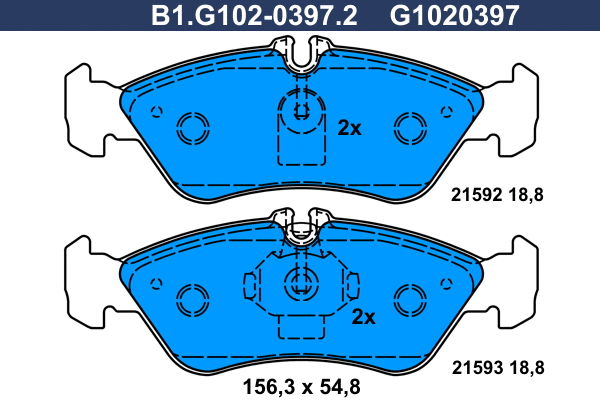 Kit de plaquettes de frein, frein à disque GALFER B1.G102-0397.2