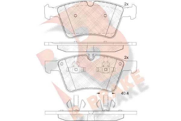 Kit de plaquettes de frein, frein à disque R BRAKE RB2086