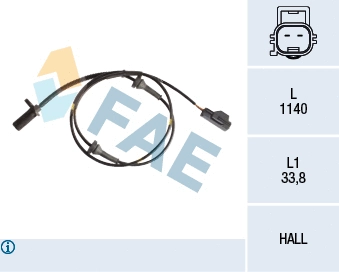 Capteur, vitesse de roue FAE 78188