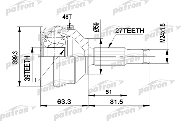 Jeu de joints, arbre de transmission PATRON PCV1224