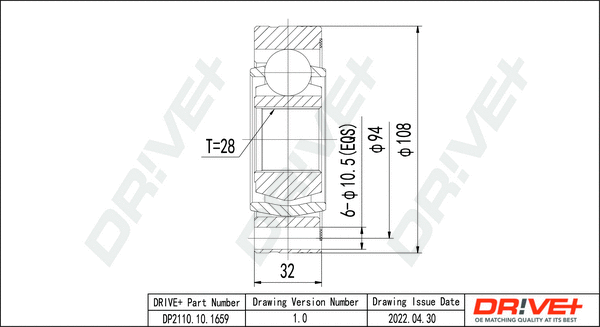 Jeu de joints, arbre de transmission Dr!ve+ DP2110.10.1659