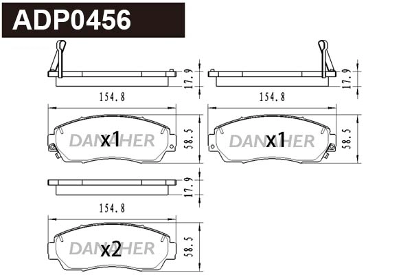 Kit de plaquettes de frein, frein à disque DANAHER ADP0456