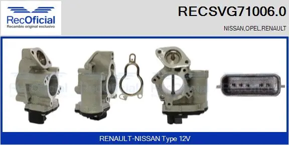 Vanne EGR RECOFICIAL RECSVG71006.0