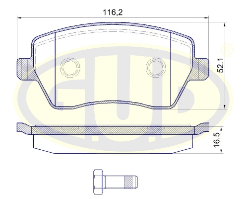 Kit de plaquettes de frein, frein à disque G.U.D. GBP098700