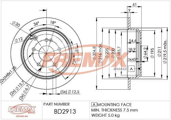 Disque de frein FREMAX BD-2913