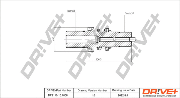 Jeu de joints, arbre de transmission Dr!ve+ DP2110.10.1868