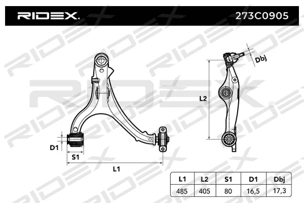 Bras de liaison, suspension de roue RIDEX 273C0905