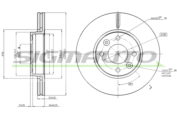 Disque de frein SIGMAUTO DBB978V