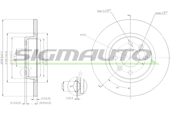 Disque de frein SIGMAUTO DBB502S