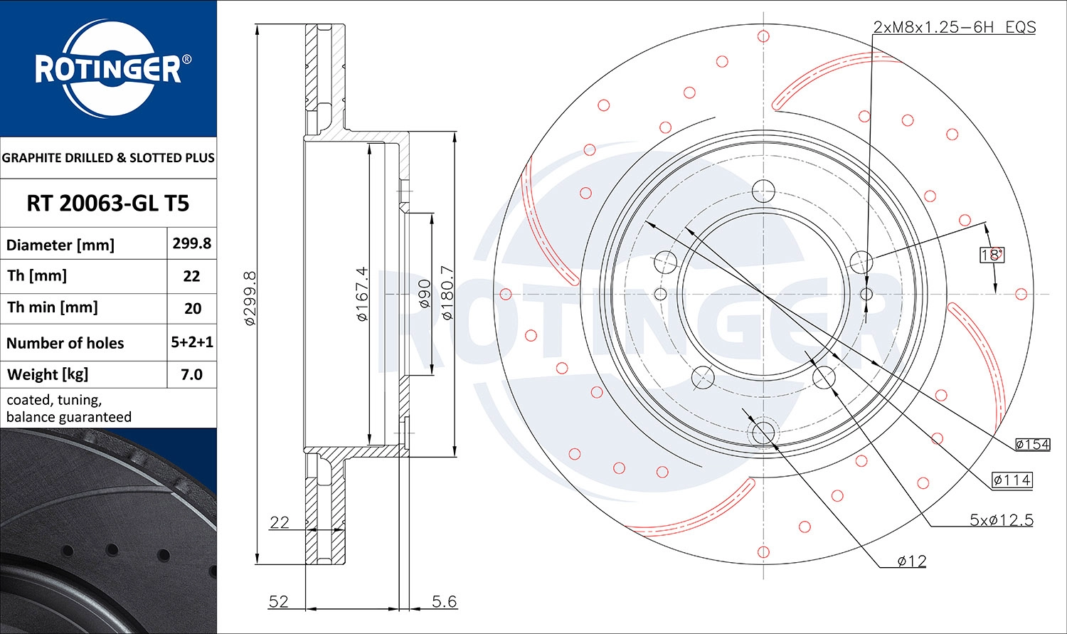 Disque de frein ROTINGER RT 20063-GL T5