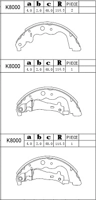 Jeu de mâchoires de frein ASIMCO K8000