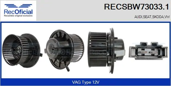 Pulseur d'air habitacle RECOFICIAL RECSBW73033.1