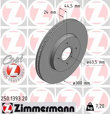 Disque de frein ZIMMERMANN 250.1393.20