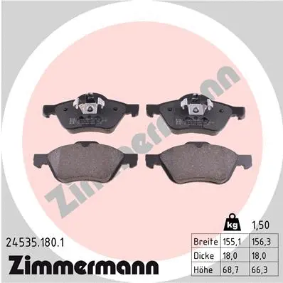 Kit de plaquettes de frein, frein à disque ZIMMERMANN 24535.180.1