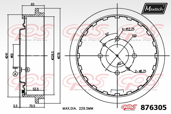 Tambour de frein MAXTECH 876305