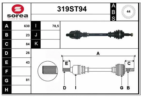 Arbre de transmission STARTCAR 319ST94
