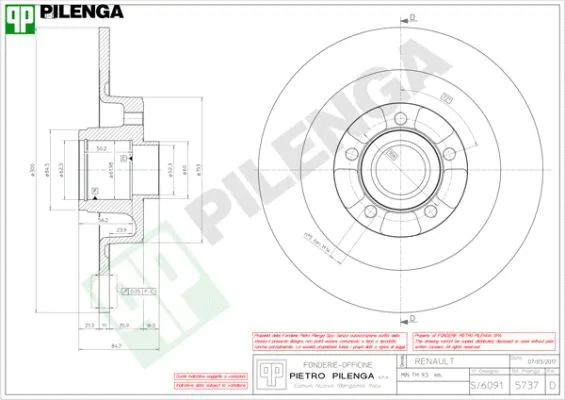 Disque de frein PILENGA 5737