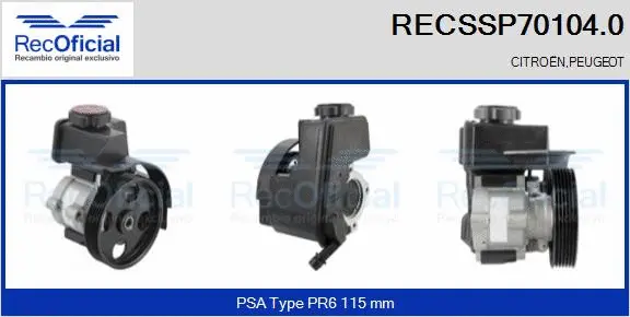 Pompe hydraulique, direction RECOFICIAL RECSSP70104.0