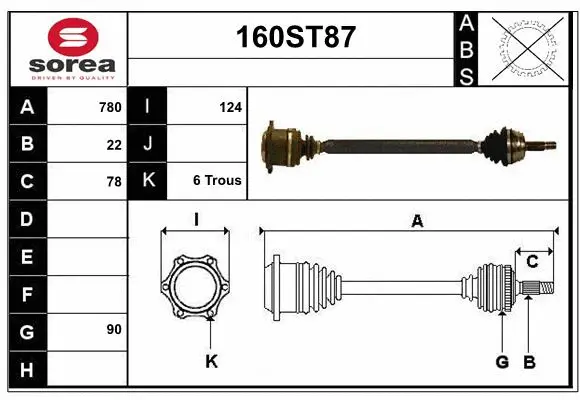 Arbre de transmission STARTCAR 160ST87