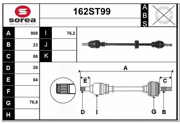 Arbre de transmission STARTCAR 162ST99