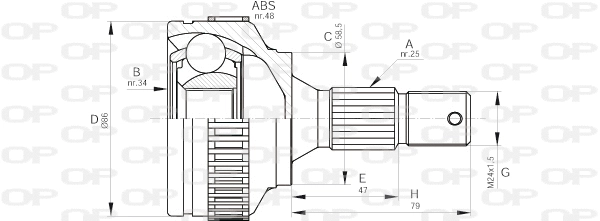 Jeu de joints, arbre de transmission OPEN PARTS CVJ5593.10