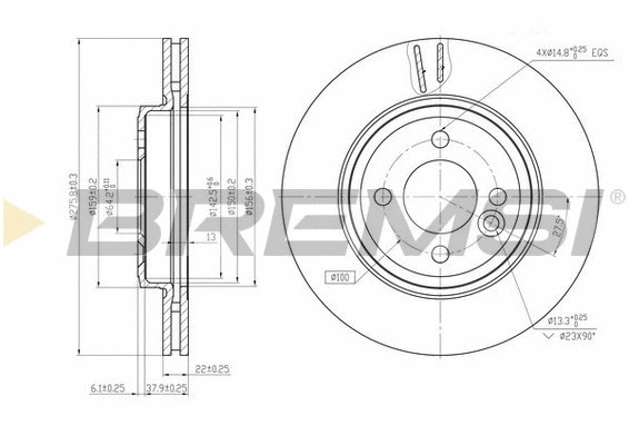 Disque de frein BREMSI CD7127V