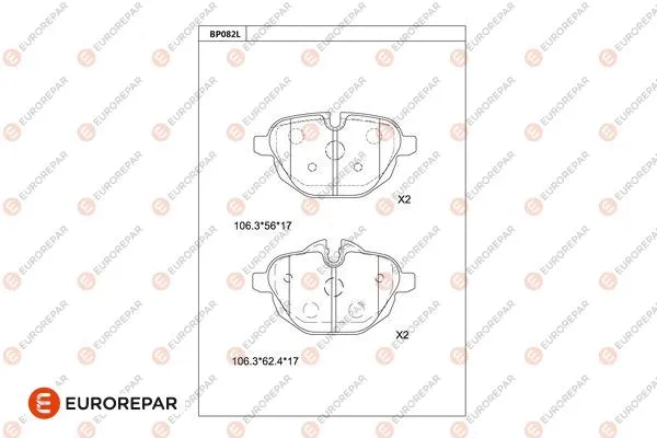 Kit de plaquettes de frein, frein à disque EUROREPAR 1681216080