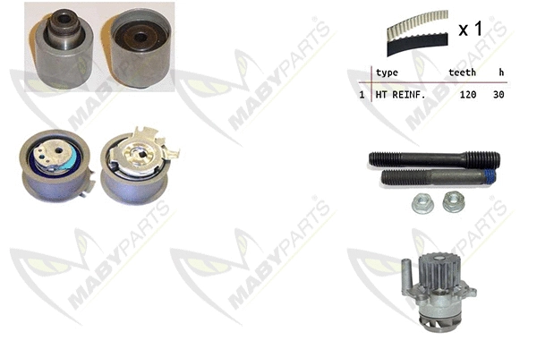 Pompe à eau + kit de courroie crantée MABYPARTS OBKWP0110