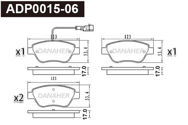 Kit de plaquettes de frein, frein à disque DANAHER ADP0015-06