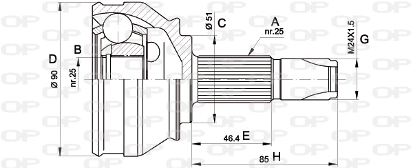 Jeu de joints, arbre de transmission OPEN PARTS CVJ5252.10
