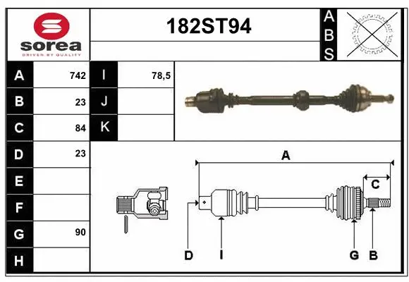 Arbre de transmission STARTCAR 182ST94