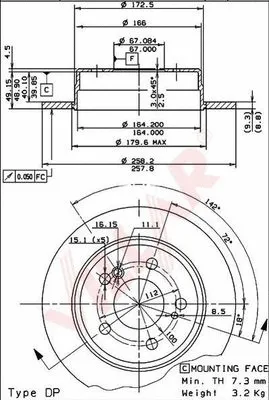 Disque de frein VILLAR 628.1206