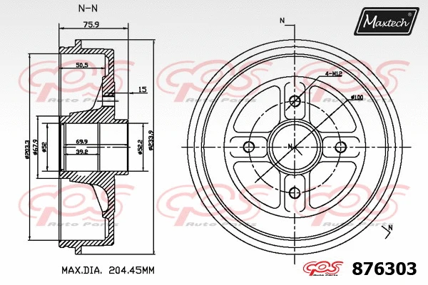 Tambour de frein MAXTECH 876303