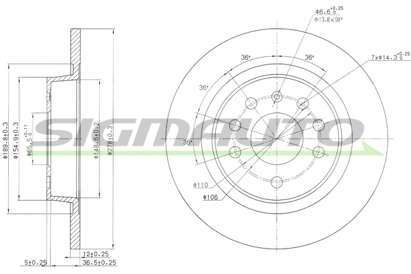 Disque de frein SIGMAUTO DBB288S
