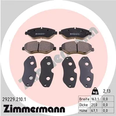 Kit de plaquettes de frein, frein à disque ZIMMERMANN 29229.210.1