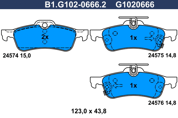 Kit de plaquettes de frein, frein à disque GALFER B1.G102-0666.2